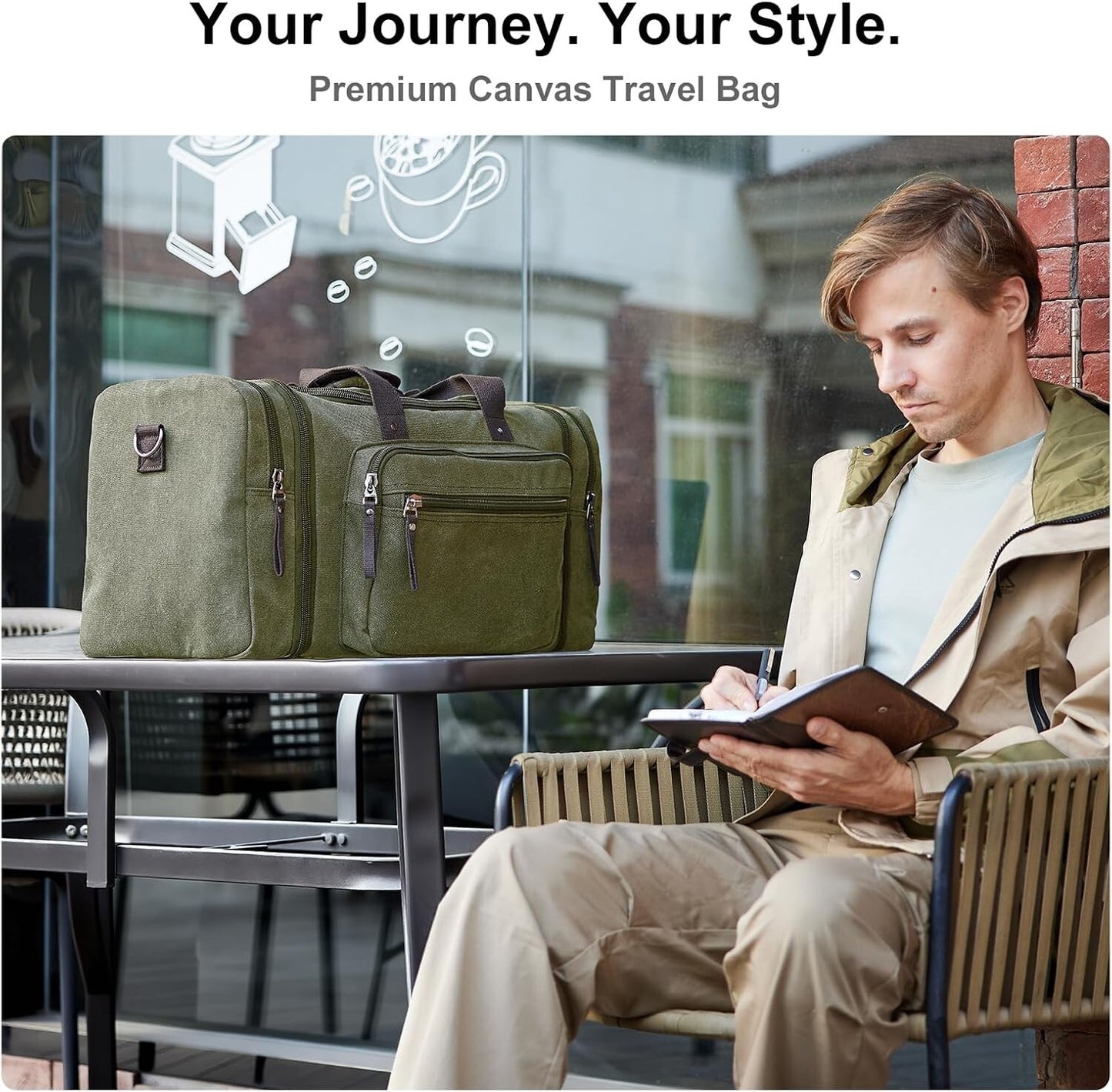 Men's Expandable Canvas Travel Duffel Bag Carry On Gym