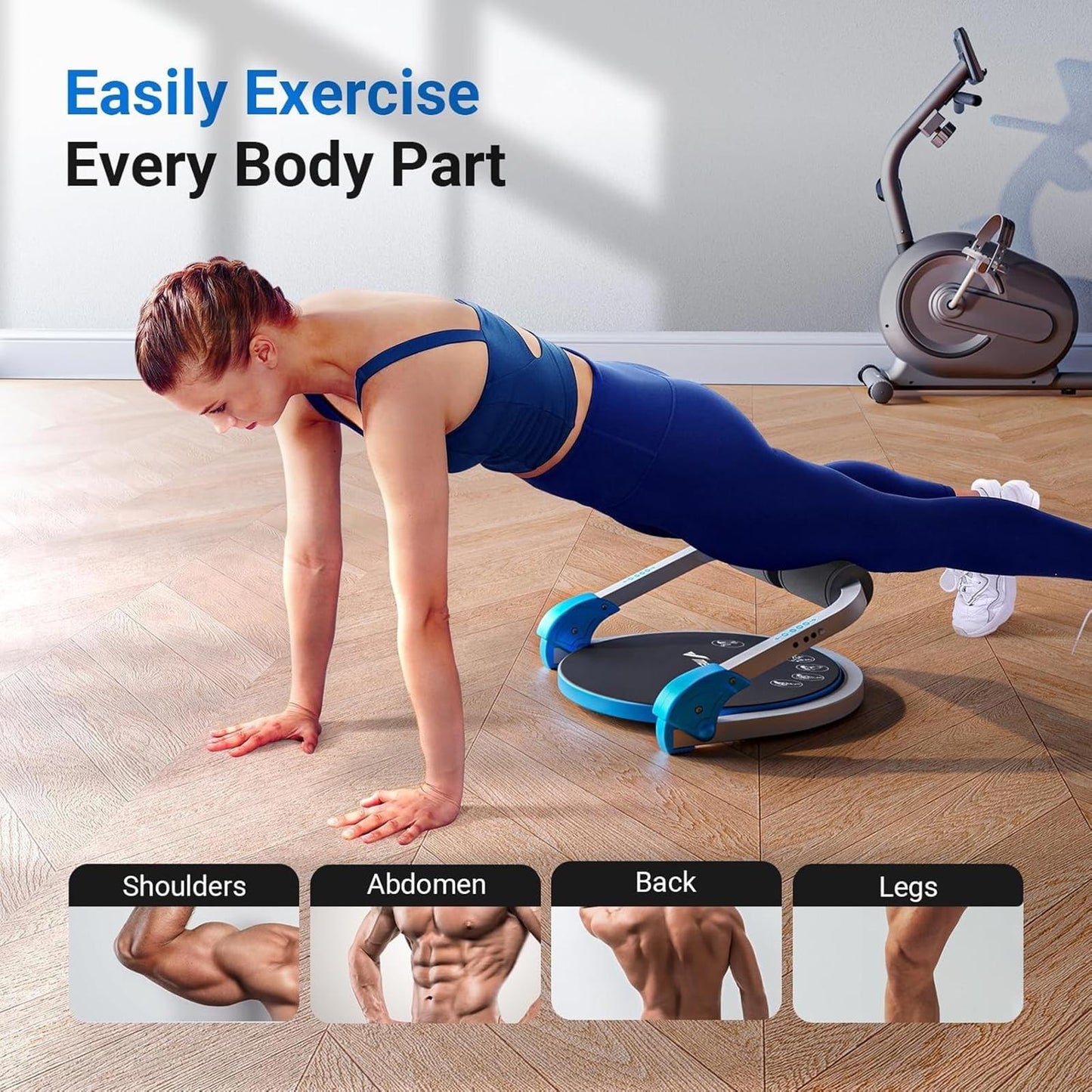 Ab Crunch Machine Sit Up Trainer w/ 3 Level Resistance Auto Rebound