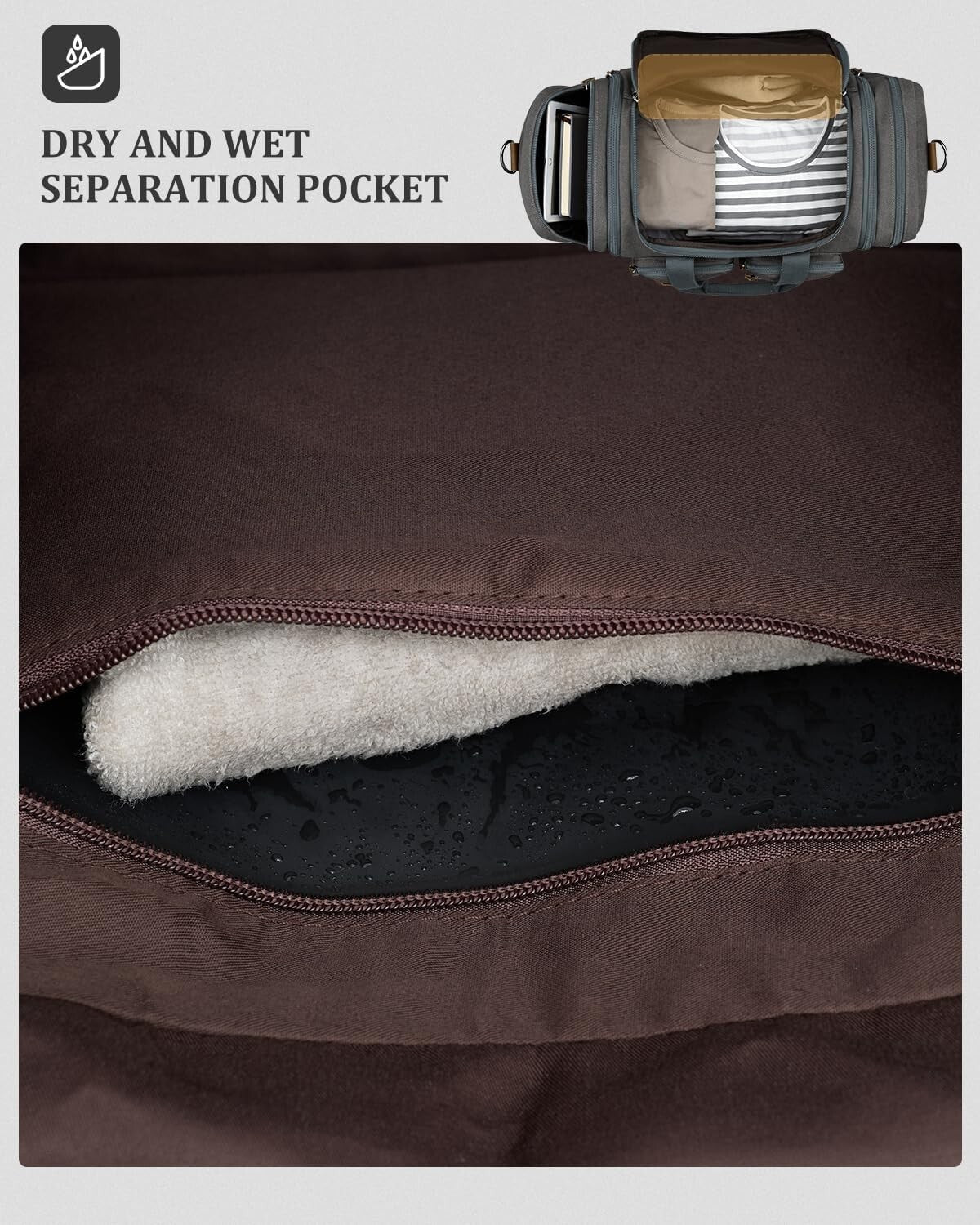 50L Expandable Duffle Bag Water Resistant Pocket Carry On