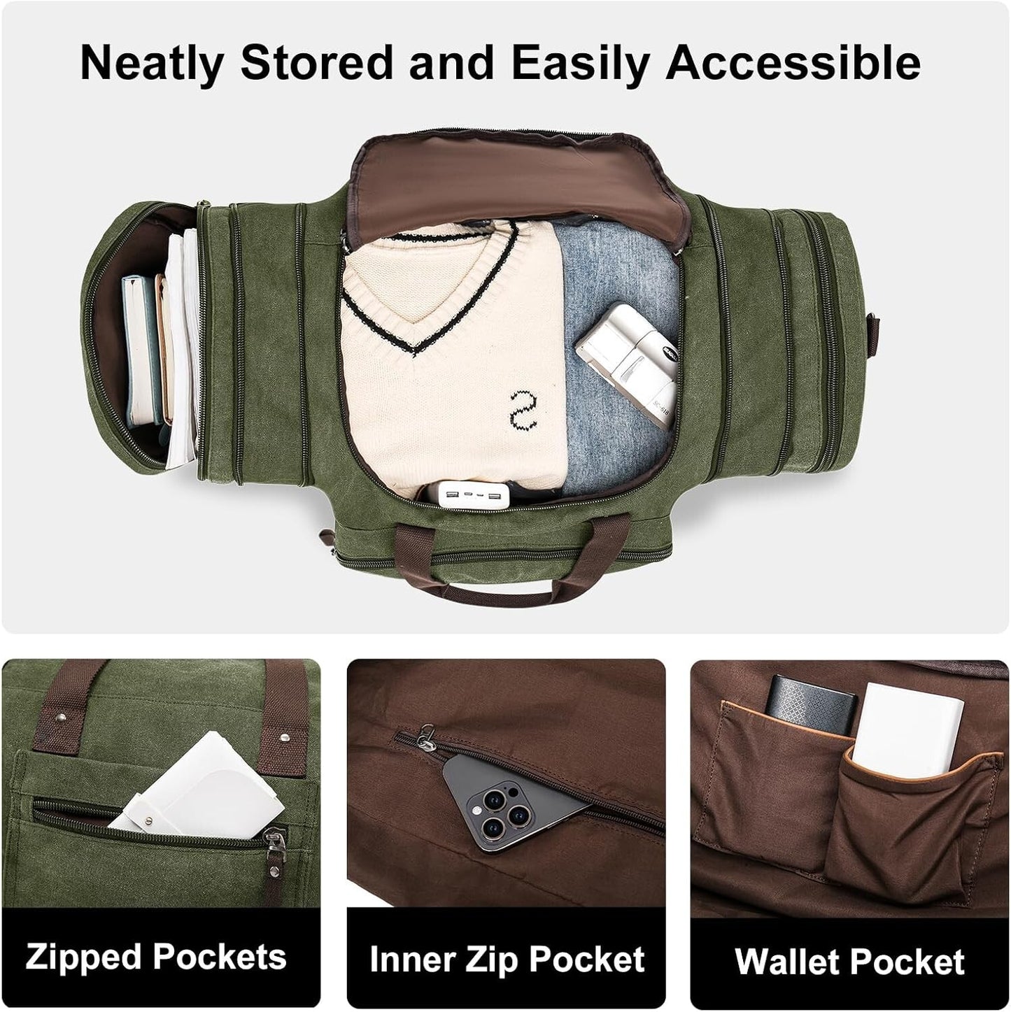 Men's Expandable Canvas Travel Duffel Bag Carry On Gym