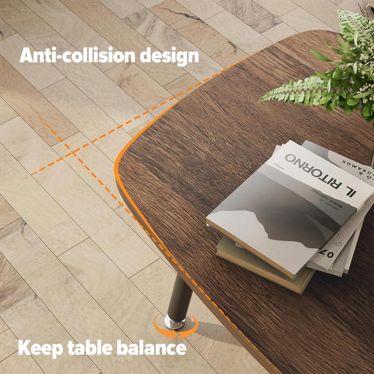 Brown Folding Coffee Table 39.3" Portable Rectangular Living Room Table