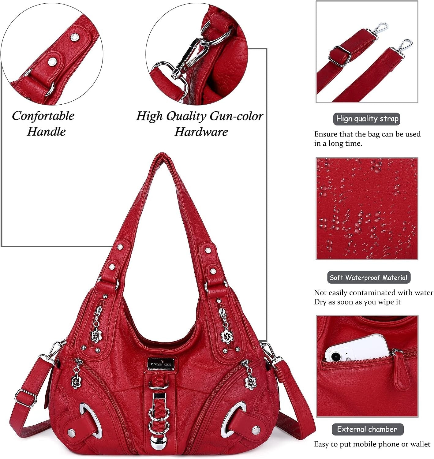 Angelkiss Women's Hobo Purse Handbag Daily Shoulder Bag