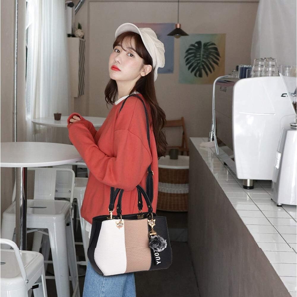 Women's PU Leather Satchel Shoulder Tote Handbag Purse