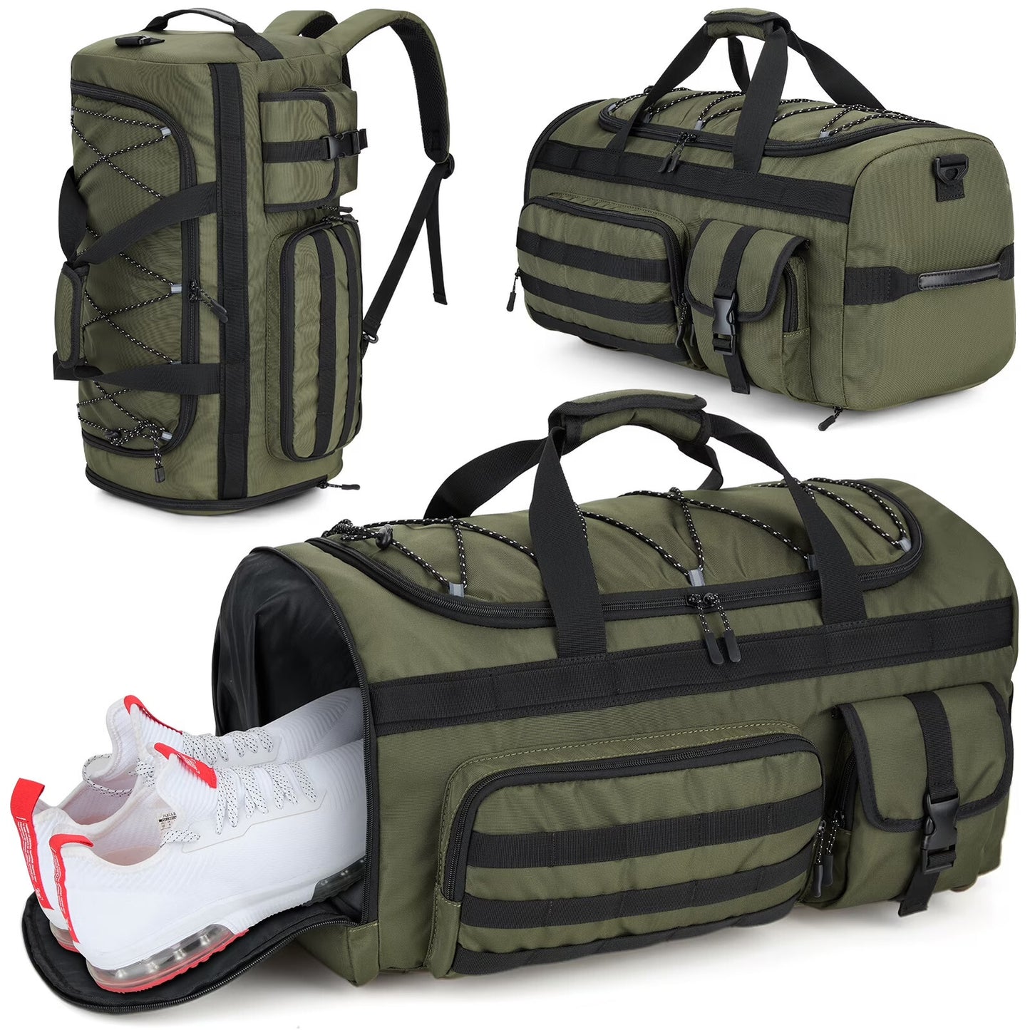 45L 3-in-1 Travel Duffel Gym Bag Backpack with Shoe Pocket