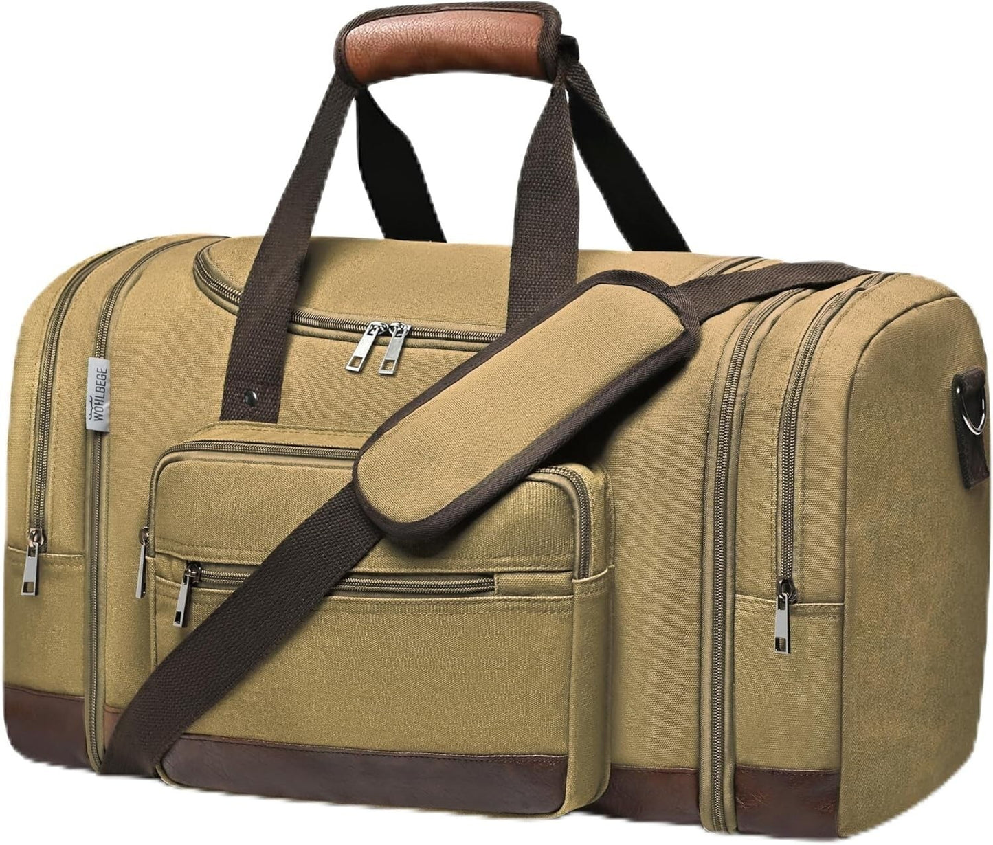 50L Expandable Canvas Travel Duffel Bag Carry On