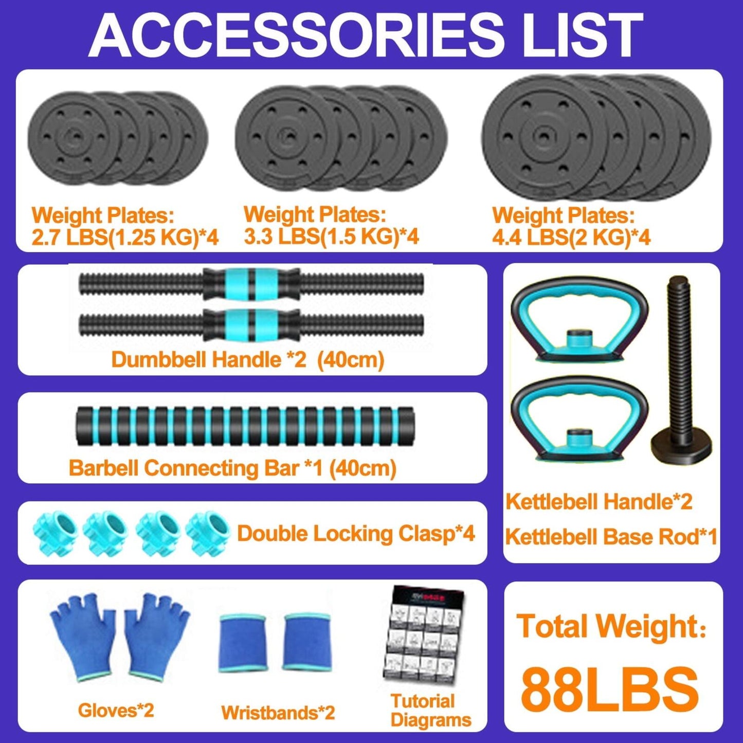 Mancuernas Ajustables, Mancuernas Portátiles 4 En 1 De 45 Lb, Kettlebells, Sopor