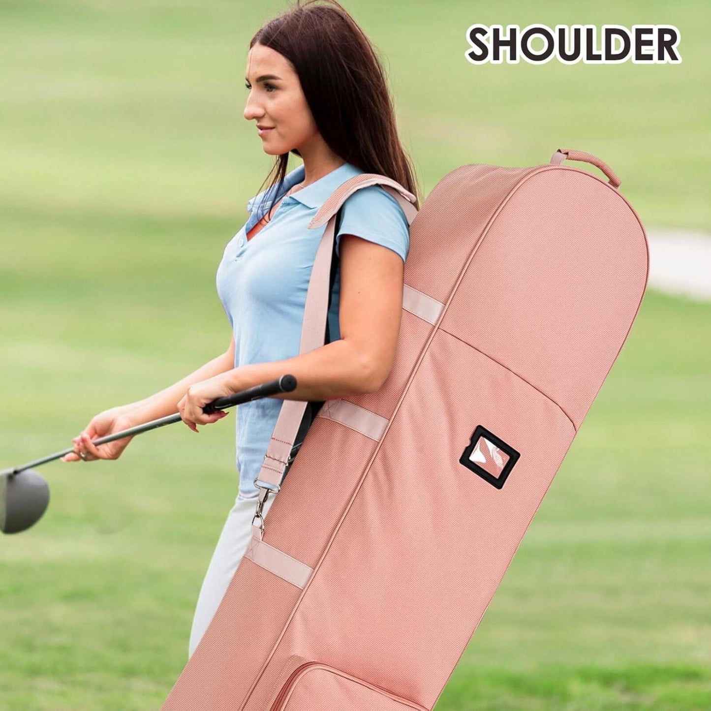 Golf Travel Bag Airline Soft-Foldable w Hard Top Adjustable Rod & Shoulder Strap