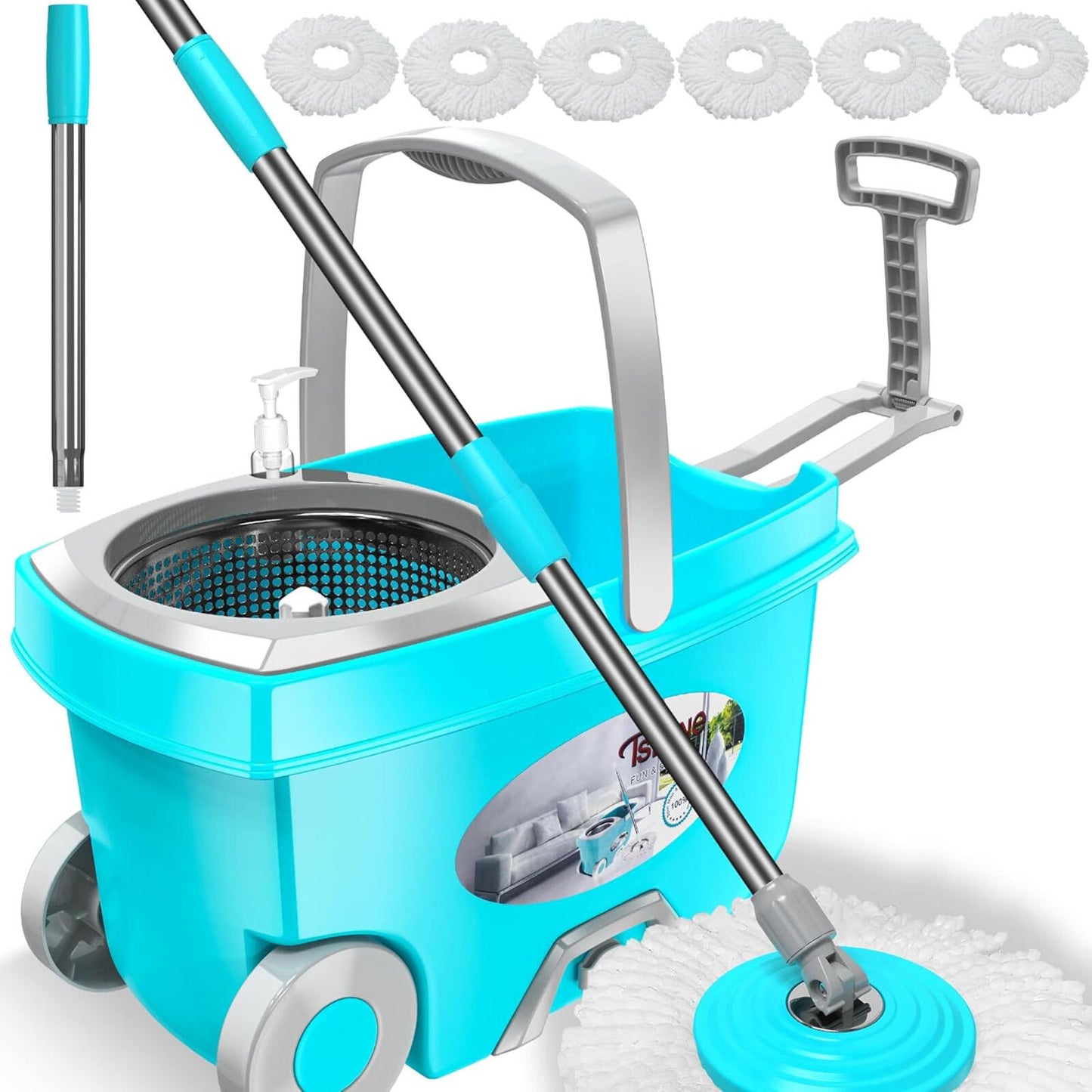 Funclean Spin Mop and Bucket,Mop and Bucket with Wringer Set for Home,360 Spinni