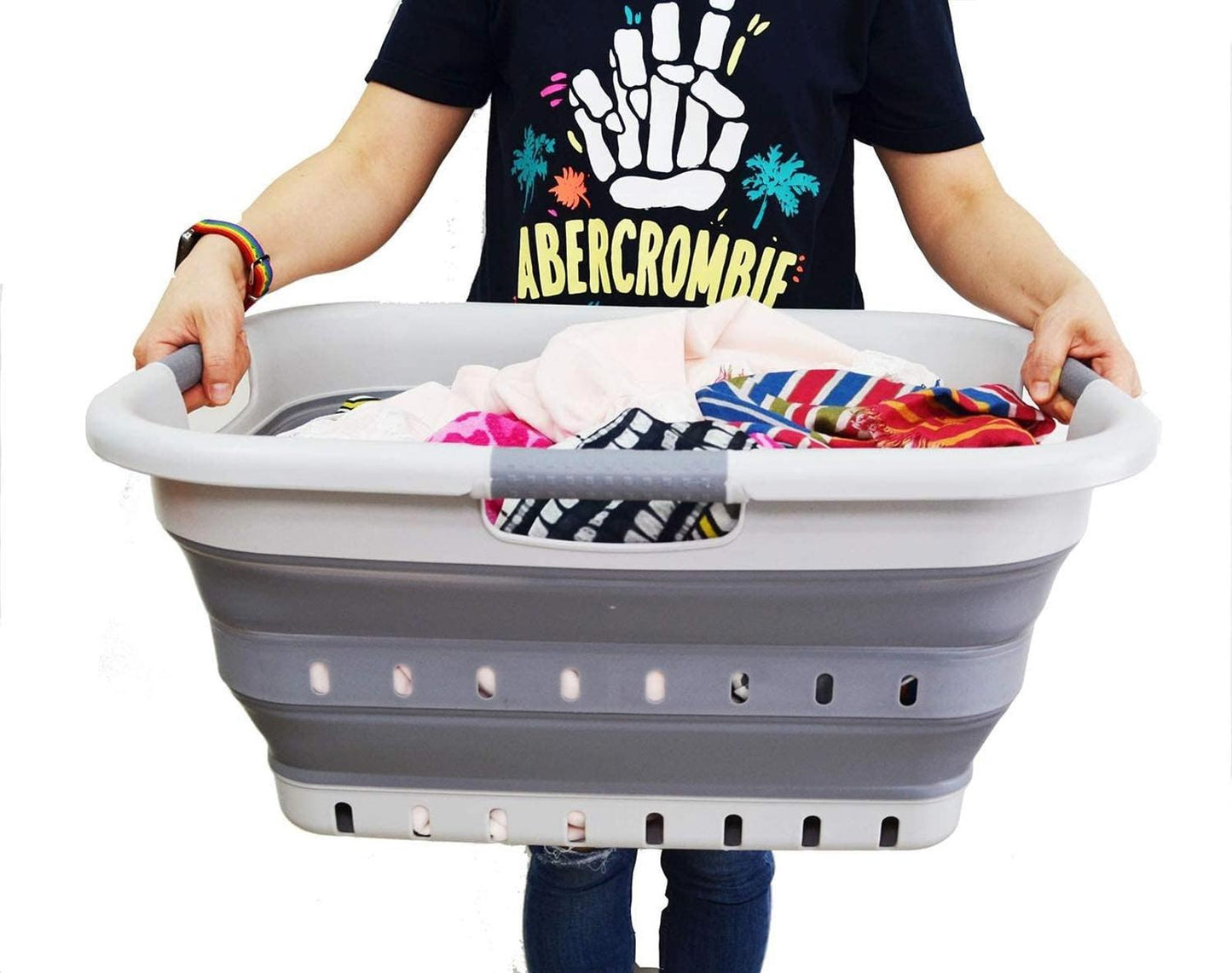 41L Collapsible Laundry Baskets 2-Pack Grey/Dark Grey Foldable Hamper