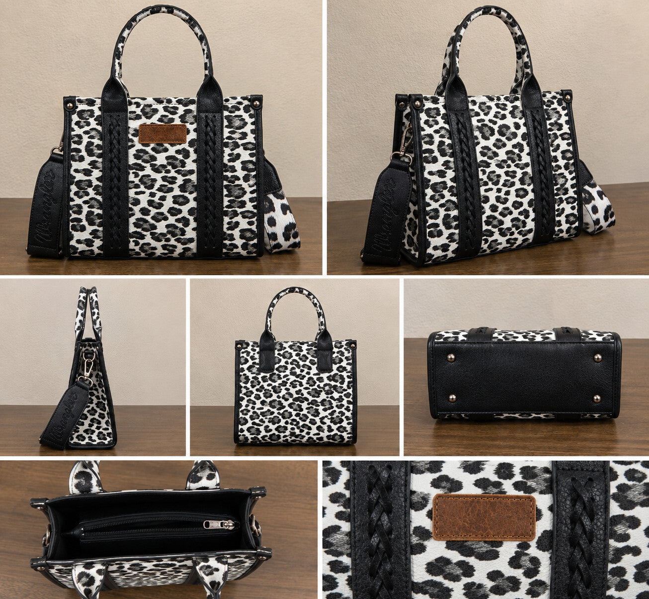 Women’s Cow Print Tote Bag Purse with Signature Strap