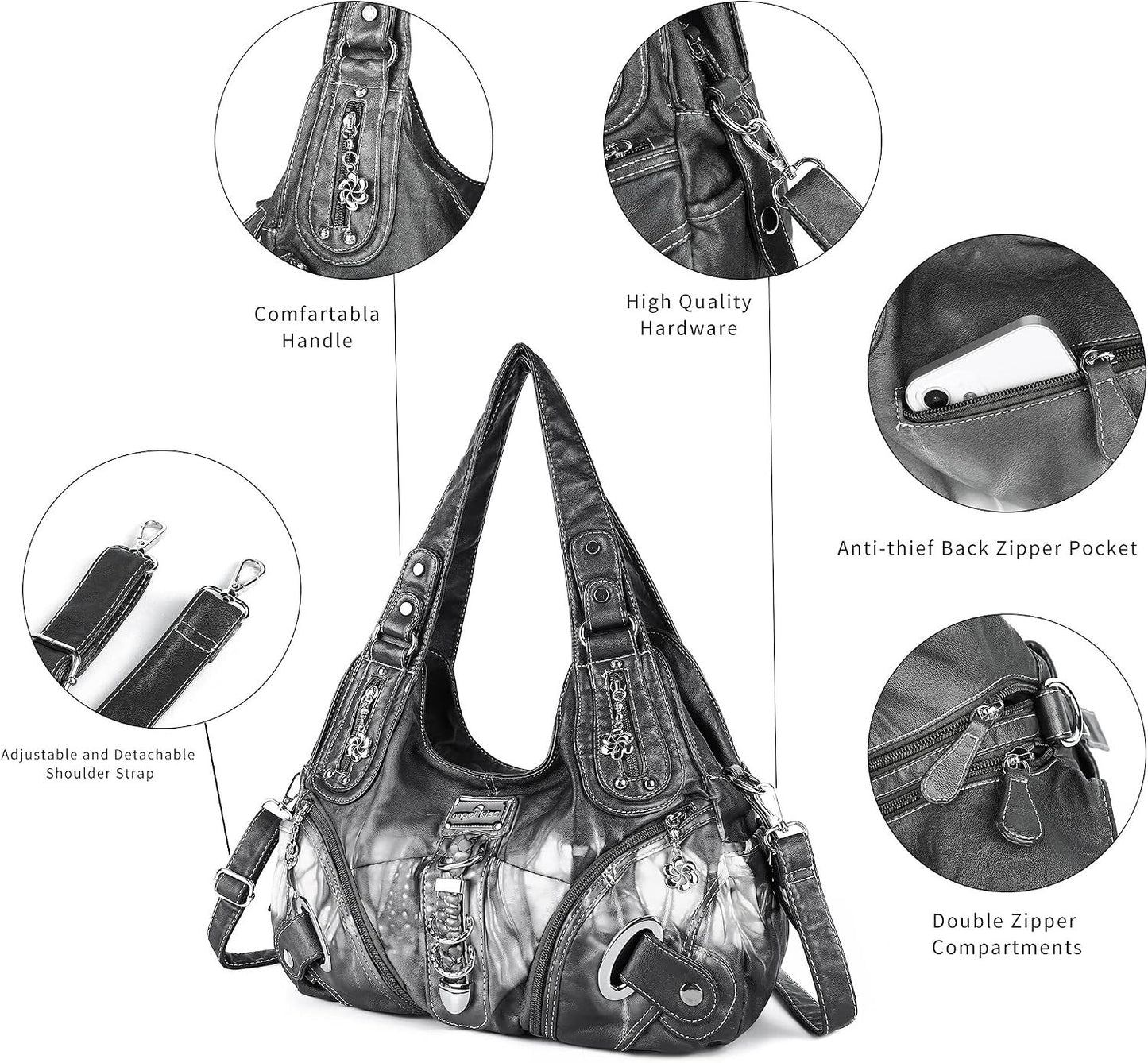 Angelkiss Women's Hobo Purse Large Daily Shoulder Bag