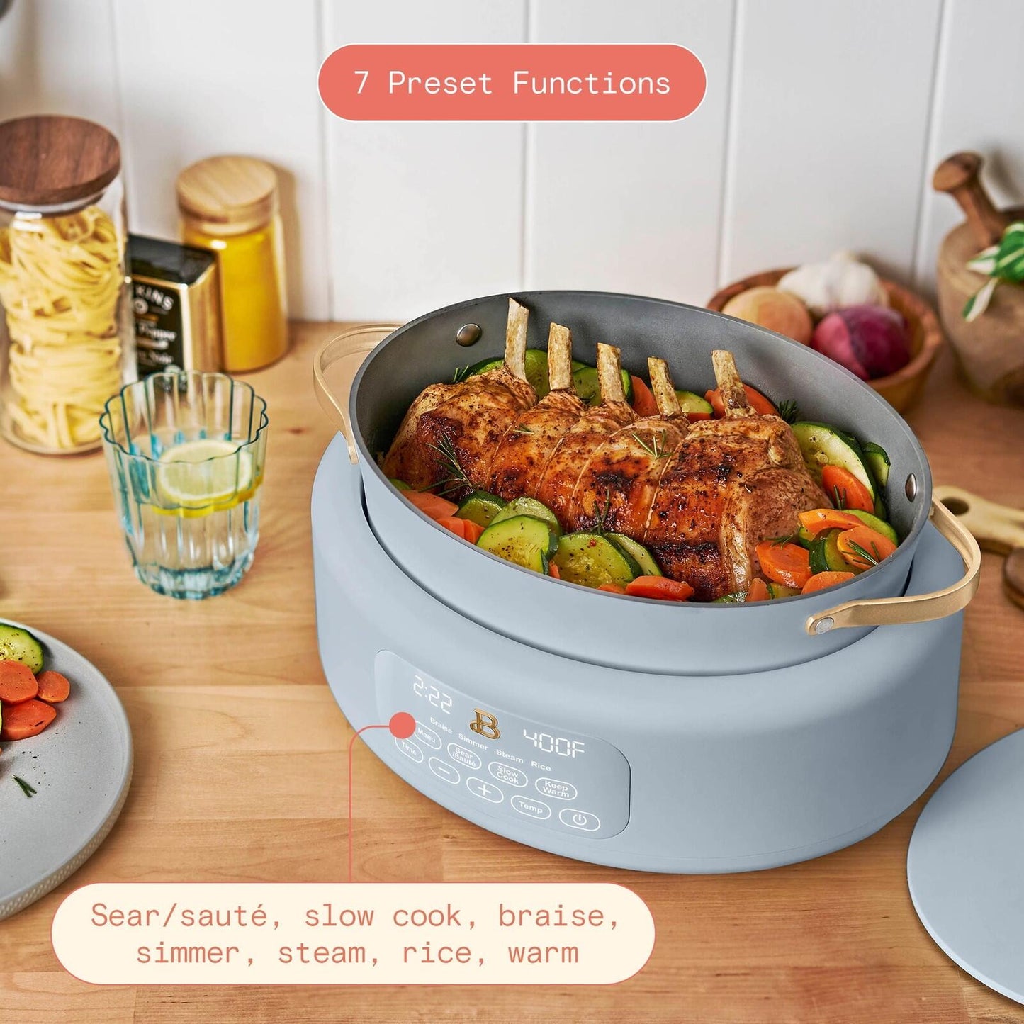10 in 1, 6 Qt Electric Multi-Cooker, Cornflower Blue by Drew Barrymore