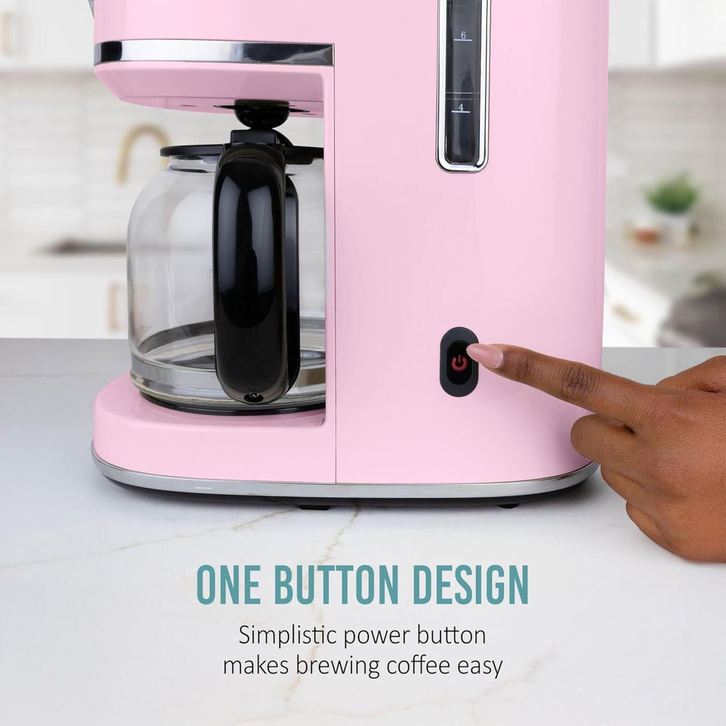 Retro 10 Cup Coffee Maker One-Touch Drip Brew Pink 50oz Carafe