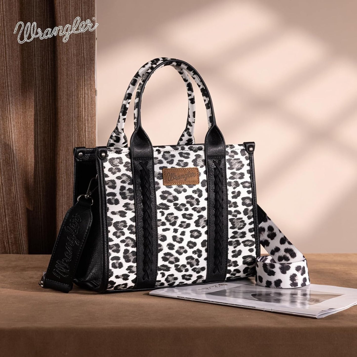 Women’s Cow Print Tote Bag Purse with Signature Strap