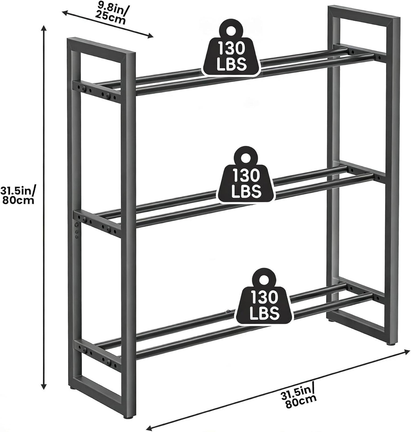 3-Tier Dumbbell Rack Weight Stand Only Home Gym Storage Up to 390Lb