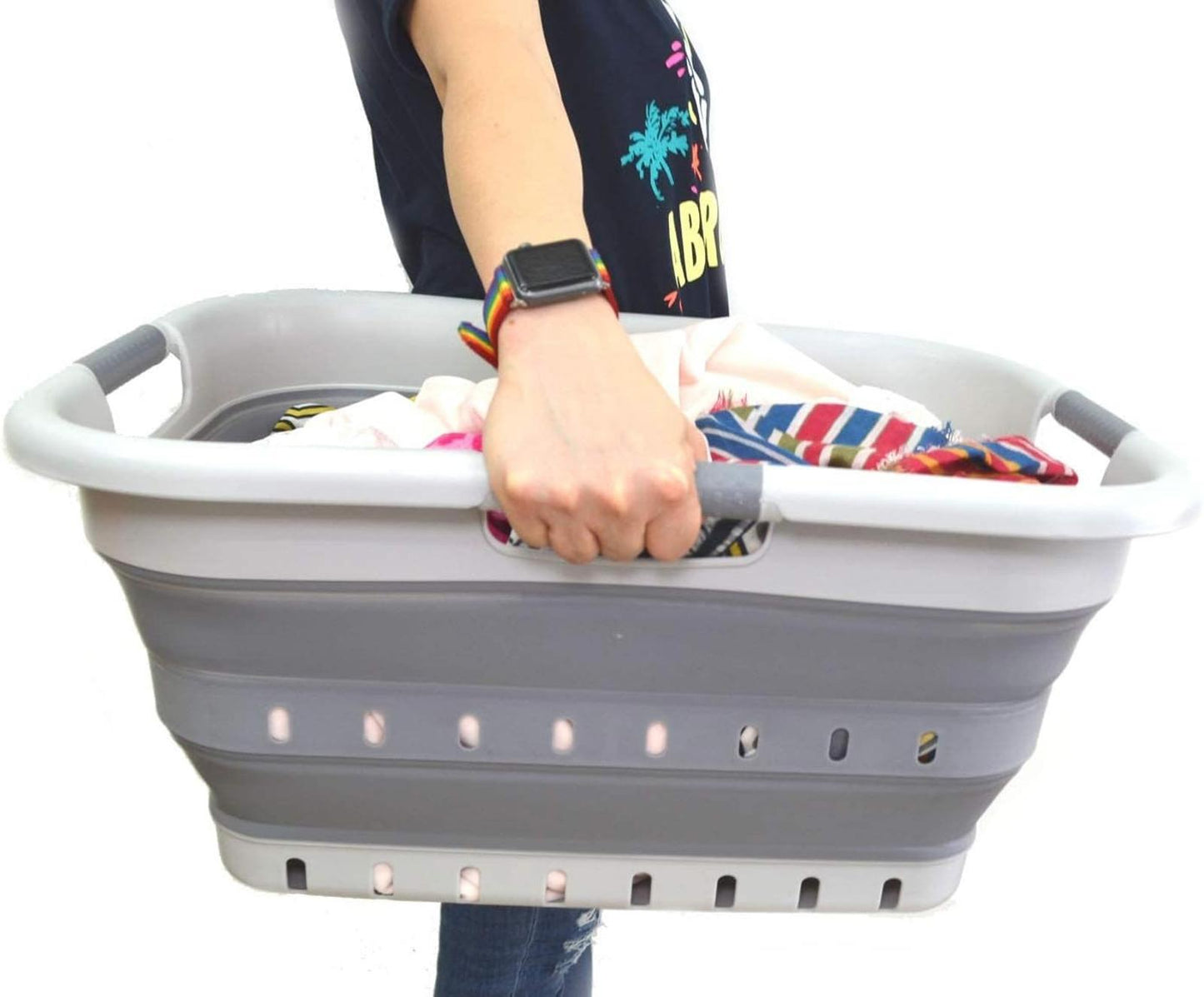 41L Collapsible Laundry Baskets 2-Pack Grey/Dark Grey Foldable Hamper