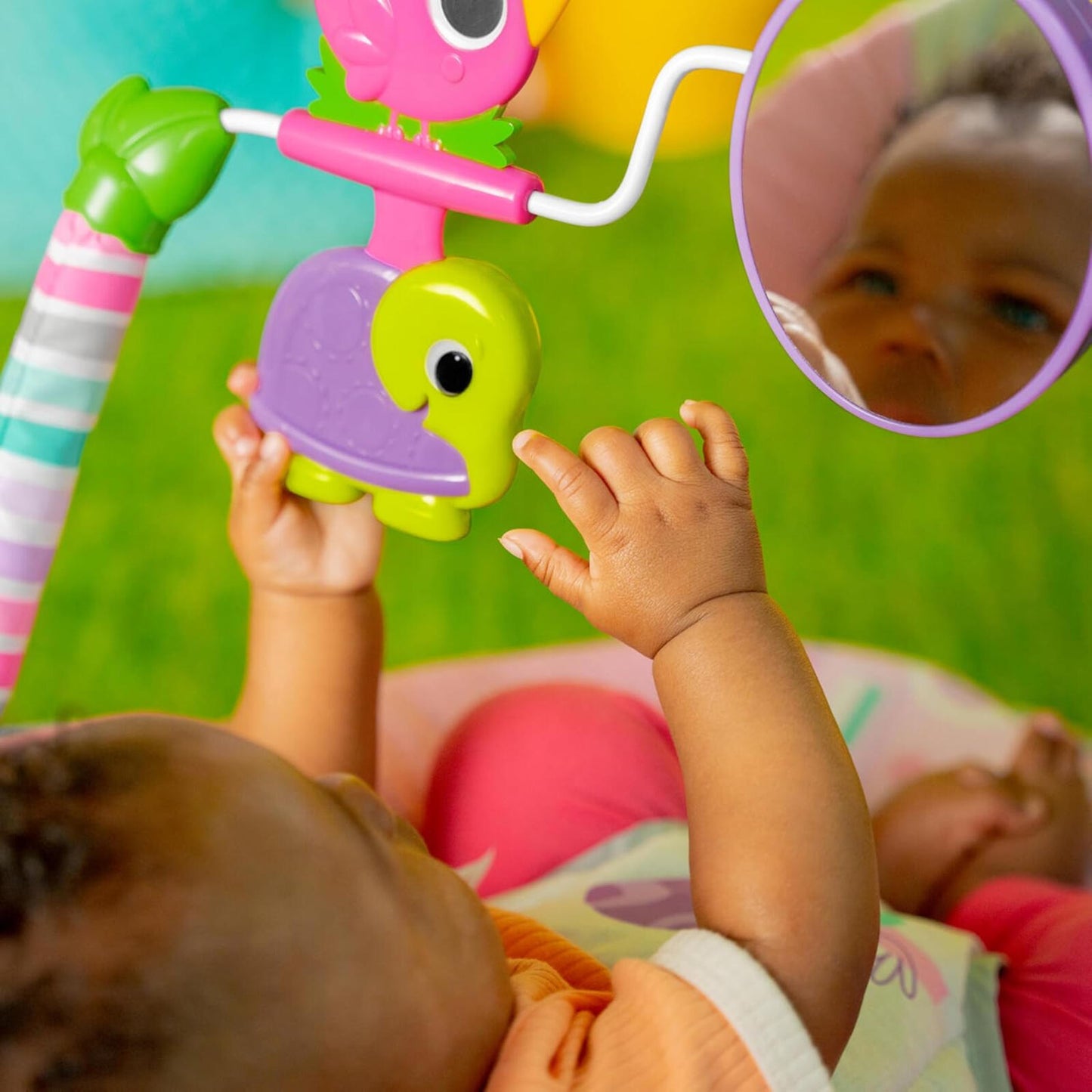 Pink Paradise Portable Baby Bouncer with Vibrating Infant Seat and -Toy Bar, Max