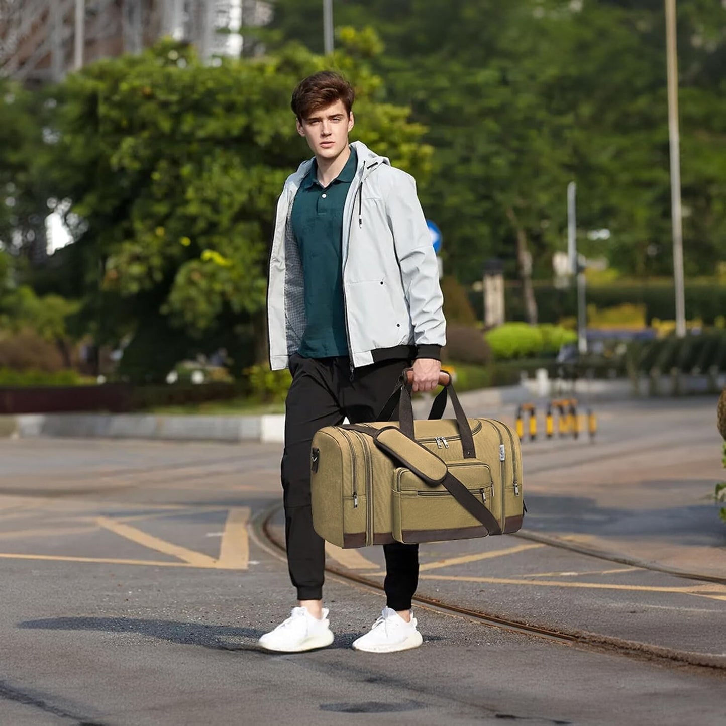 50L Expandable Canvas Travel Duffel Bag Carry On