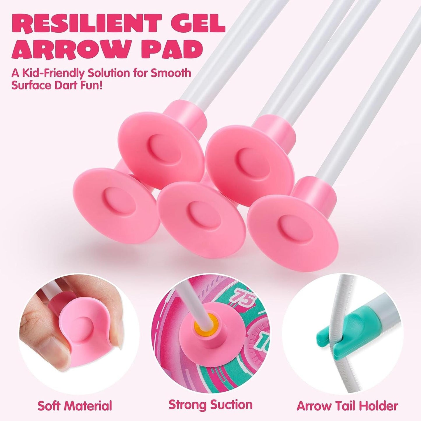 Pink Bow and Arrow Set for Girls, LED Light up Archery Toy Set with 9 Suction Cu