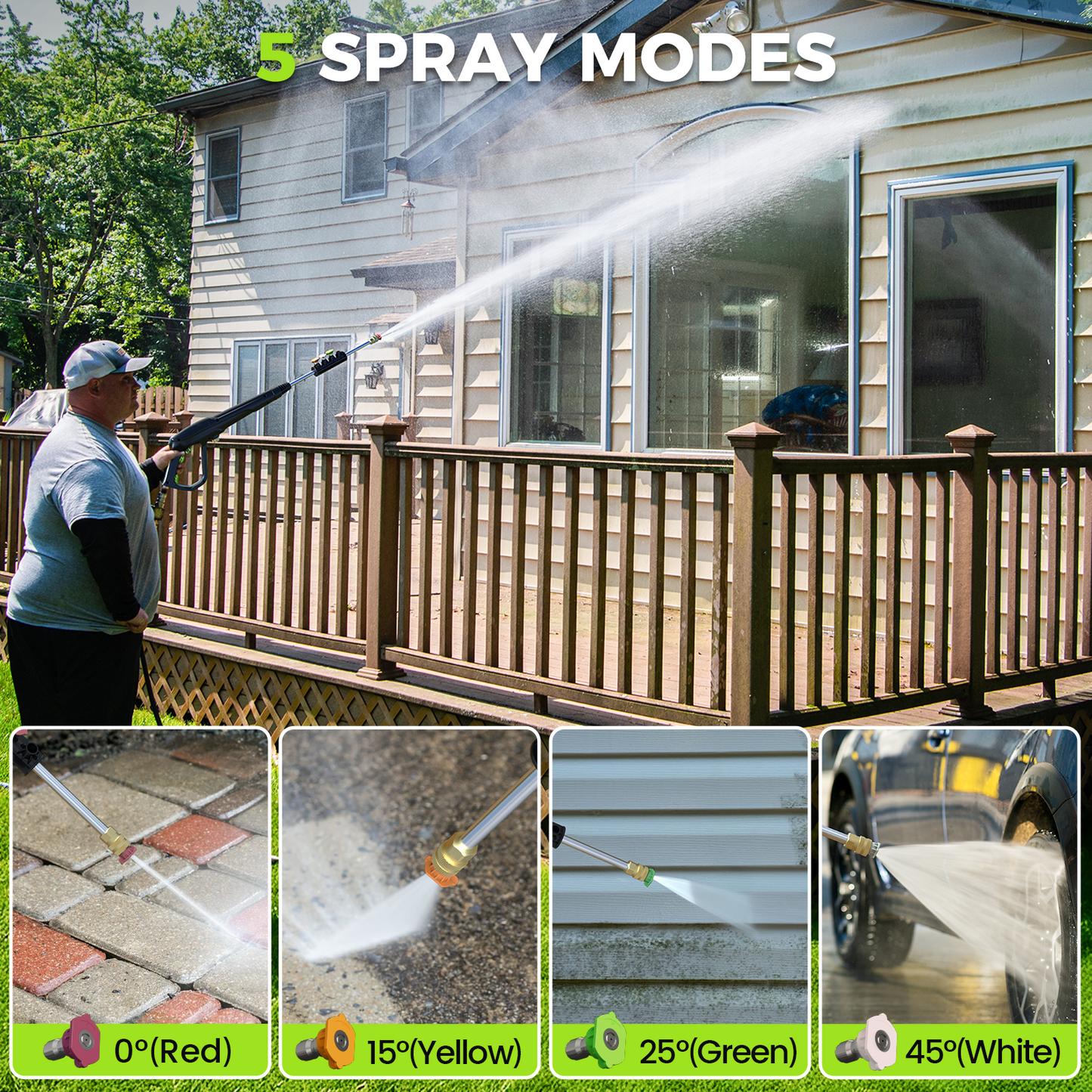 1800W Electric Pressure Washer, 5000PSI - Green7