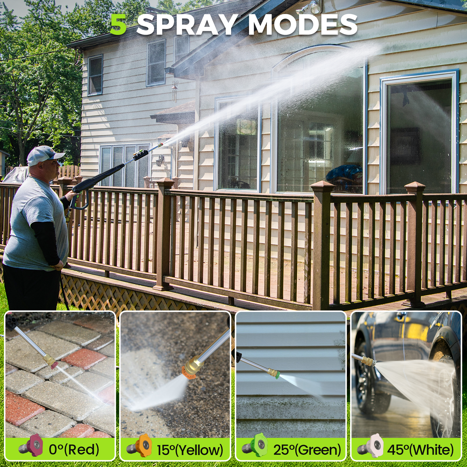 1800W Electric Pressure Washer, 5000PSI - Green7