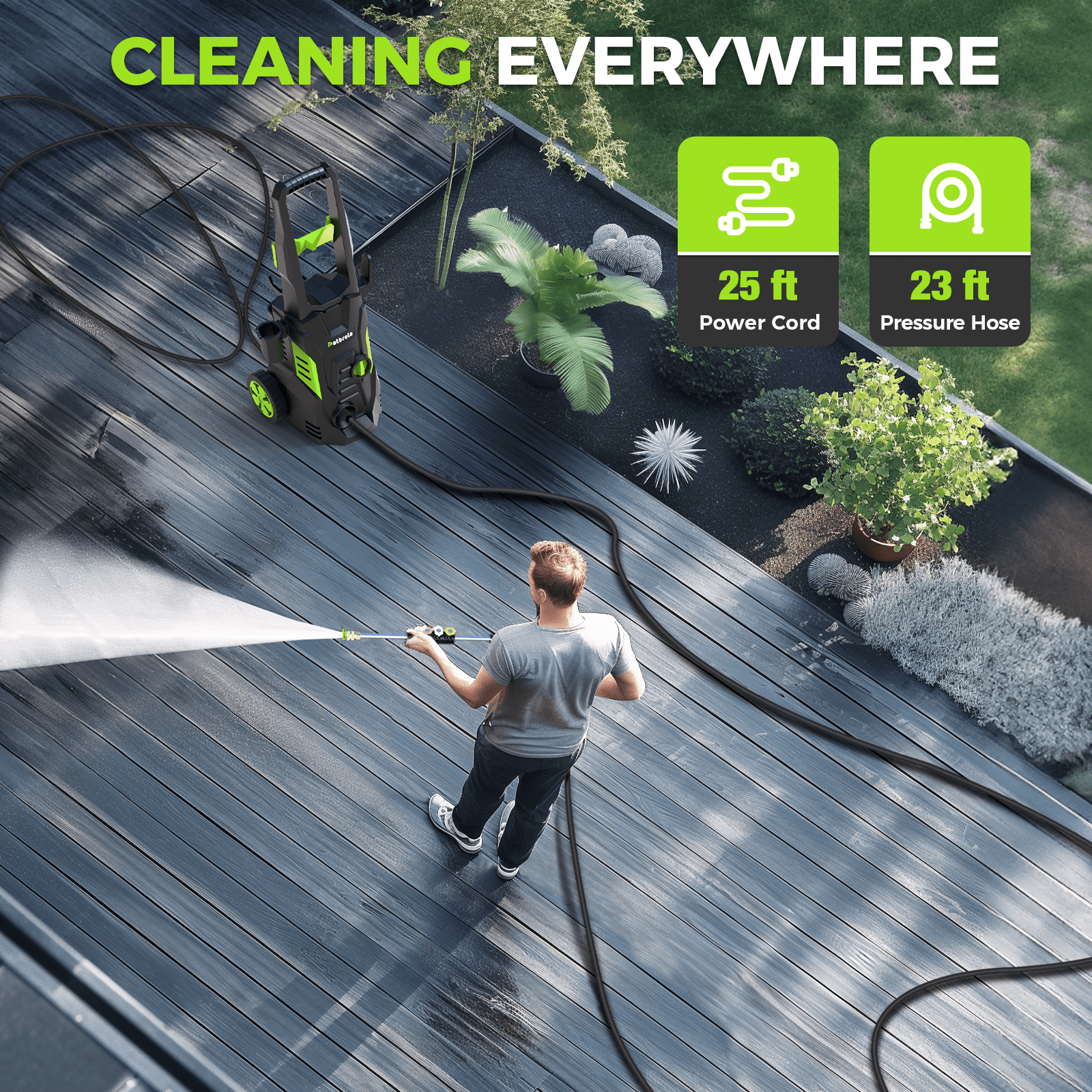 1800W Electric Pressure Washer, 5000PSI - Green1