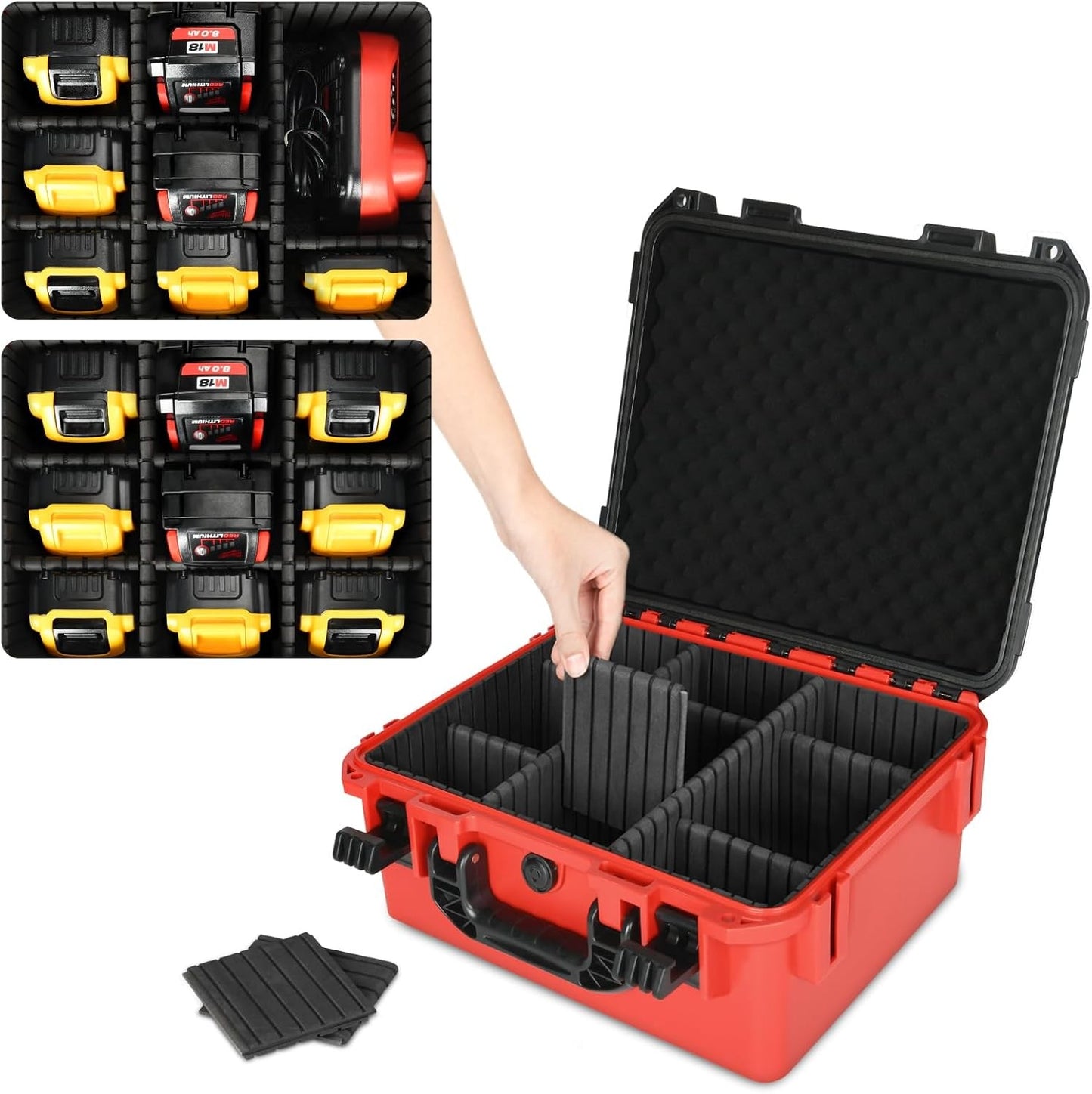 Battery Storage Case for Milwaukee M18: Waterproof Hard Carrying Case Organizer1