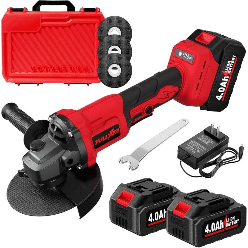 Cordless Angle Grinder 3 Speed Brushless Motor 4.5 Inch 2 Batteries Charger Set1